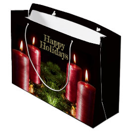 Sacola Para Presentes Grande Christmas Party Red Candles Winter Holidays