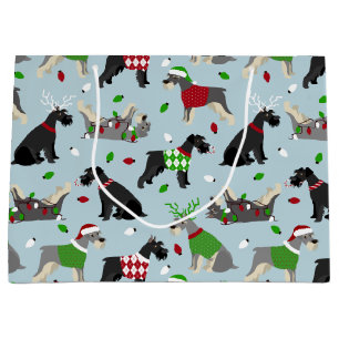 Sacola Para Presentes Grande Christmas Schnauzer