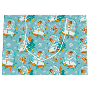 Sacola Para Presentes Grande Christmas Snow Globe Ballerina