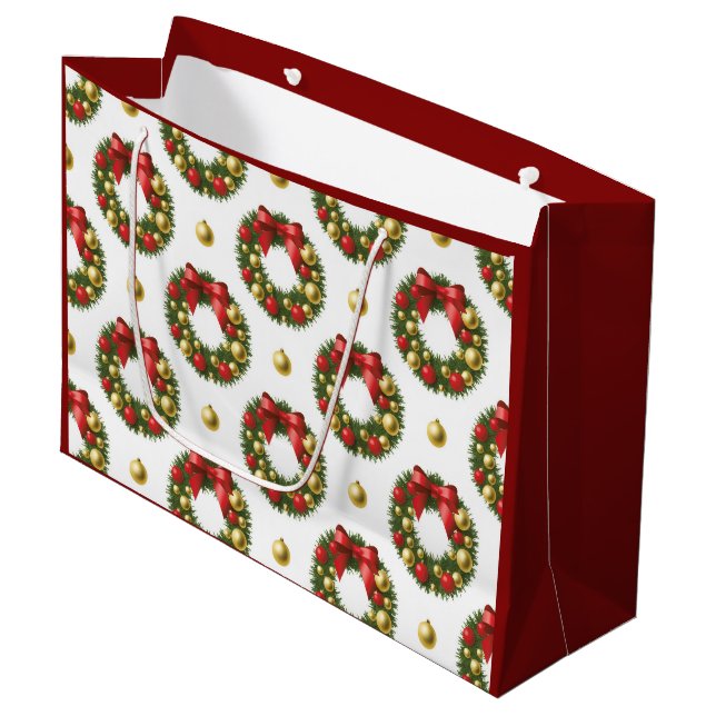 Sacola Para Presentes Grande Christmas Wreaths (Frente inclinada)