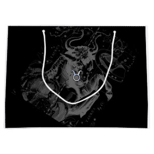 Sacola Para Presentes Grande Chrome Taurus Zodiac Sinal em Estilo Hevelius