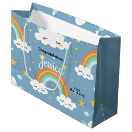 Sacola Para Presentes Grande Chuva de Amor e Nuvem Baby Shower 12.5” c x 4” l 