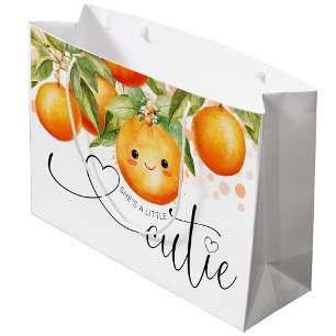 Sacola Para Presentes Grande Chuva de Laranja Little Cutie Baby Shower