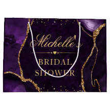 Chuva de Noiva de Mármore com Brilho Roxo e Dourad