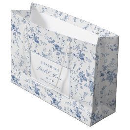 Sacola Para Presentes Grande Chuva de Noiva Floral Azul Clássico Vintage