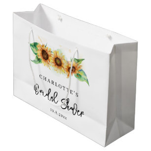 Sacola Para Presentes Grande Chuva de Noiva Floral de Girassol Aquarela