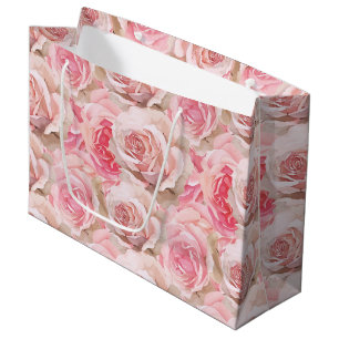 Sacola Para Presentes Grande Chuva de Noiva Floral Rosa Pink Romântica