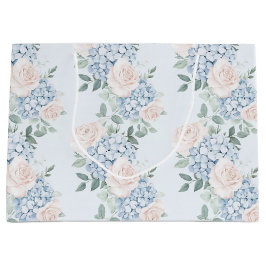 Sacola Para Presentes Grande Chuva de Noiva Flores Rosa Azul Romântico