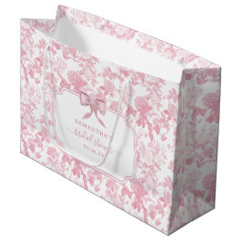 Sacola Para Presentes Grande Chuva de Noiva Rosas Florais Brancas Chinoiserie
