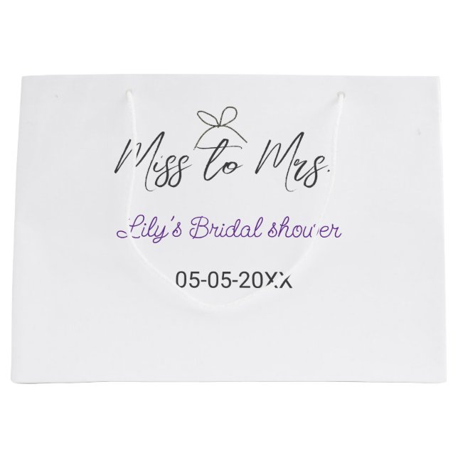 Sacola Para Presentes Grande Chuva de presentes de Miss para Mrs adicionar nome (Frente)