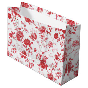 Sacola Para Presentes Grande Chuva de Rosas Vermelhas Florais