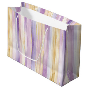 Sacola Para Presentes Grande Chuva Romântica de Noiva com Listras de Íris Roxo