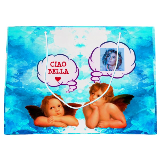 Sacola Para Presentes Grande CIAO BELLA Cherub Angels personalizados (Frente)