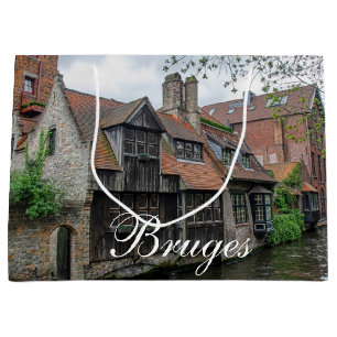 Sacola Para Presentes Grande Cidade antiga de Bruges na Bélgica