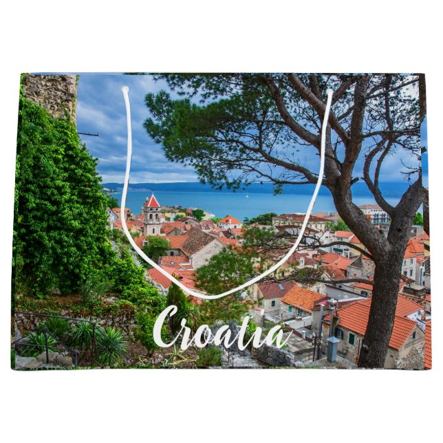 Sacola Para Presentes Grande Cidade croata de Omis. (Frente)