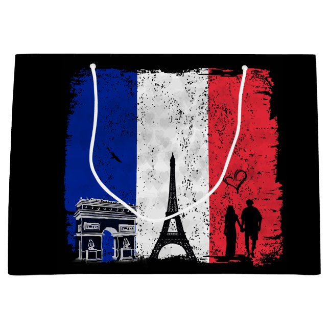 Sacola Para Presentes Grande Cidade de Paris do saco do presente do amor (Frente)