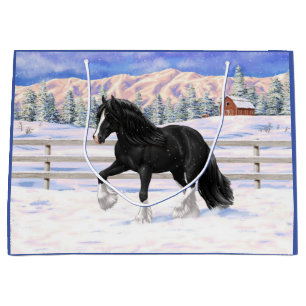 Sacola Para Presentes Grande Cigano Negro Vanner Irlandês Cob Draft Horse Na N