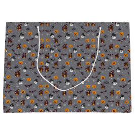 Sacola Para Presentes Grande Cinza do padrão Halloween