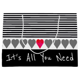 Sacola Para Presentes Grande Cinza E Branco Pretos