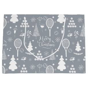 Sacola Para Presentes Grande Cinza Elegante e Natal tênis branco