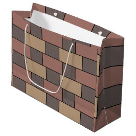 Sacola Para Presentes Grande Cinza Peach Parede Brick Rosa