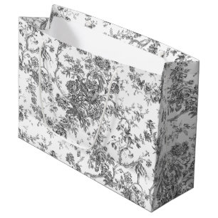 Sacola Para Presentes Grande Cinzas De Banho Floral, Gravadas Com Elegante Vint