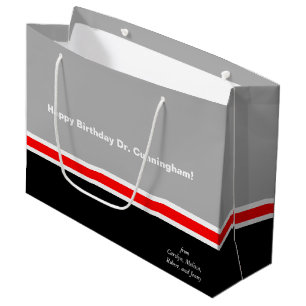 Sacola Para Presentes Grande Cinzas Negras Masculinas e Vermelho