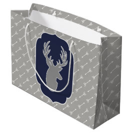 Sacola Para Presentes Grande Cinzas Russas Modernas Deer e Setas Brancas