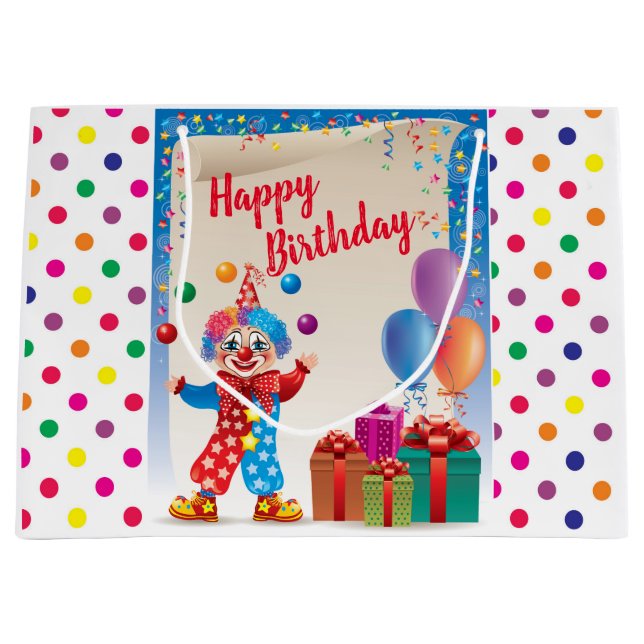 Sacola Para Presentes Grande Circo Feliz Aniversário (Frente)