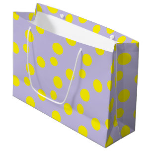 Sacola Para Presentes Grande Círculos amarelos em padrão roxo