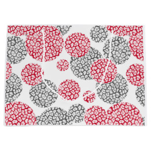 Sacola Para Presentes Grande Círculos com cinza e impressão de pele-leopardo ve