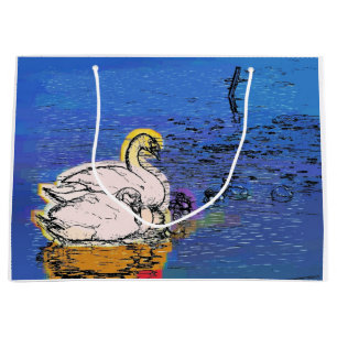 SACOLA PARA PRESENTES GRANDE CISNES
