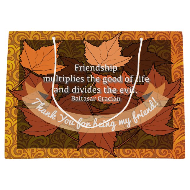 Sacola Para Presentes Grande Citação de amizade (Frente)