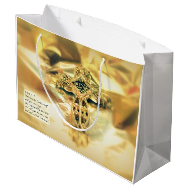 Sacola Para Presentes Grande Citação entre cruzamentos e Bíblias - Cristianismo (Verso inclinado)