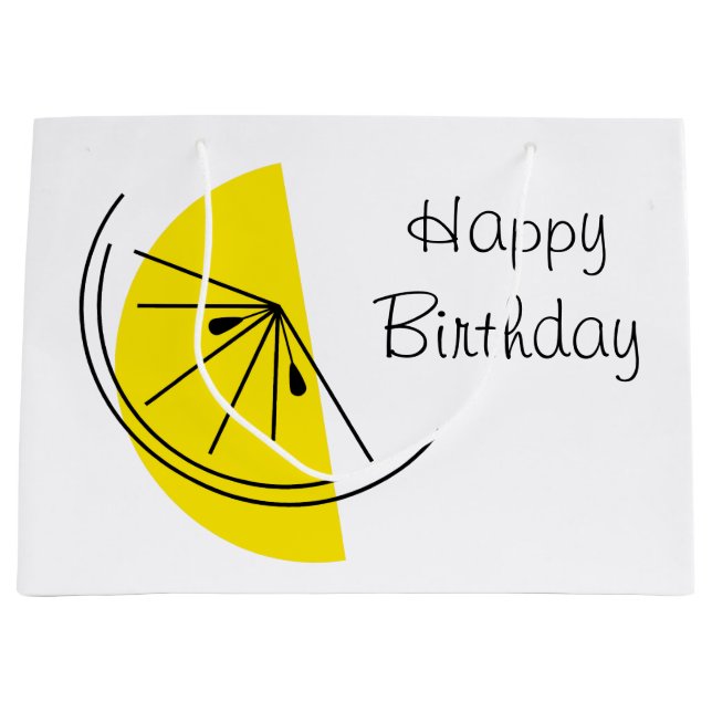 Sacola Para Presentes Grande Citrus Lemon Happy Birthday - saco grande (Frente)
