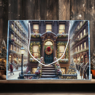 Sacola Para Presentes Grande City Brownstone no Natal
