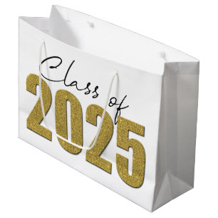 Sacola Para Presentes Grande Classe de Largura Dourada de 2025
