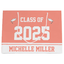 Sacola Para Presentes Grande Classe de nome do Formando 2025 Pink e White