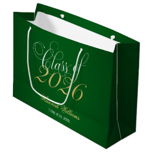 Sacola Para Presentes Grande Classe Dourada Verde de Graduação 2020