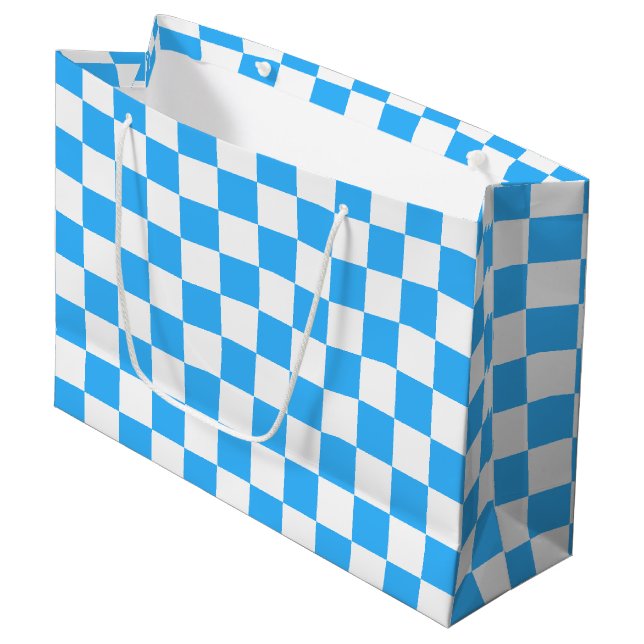 Sacola Para Presentes Grande Classic light blue checkerboard  (Frente inclinada)