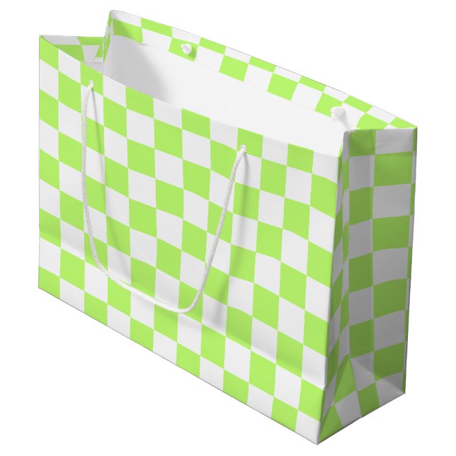 Sacola Para Presentes Grande Classic visual lime checkerboard  (Frente inclinada)