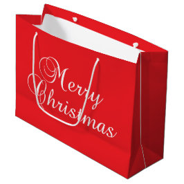 Sacola Para Presentes Grande Clássico Natal Feliz Caligrafia Vermelho
