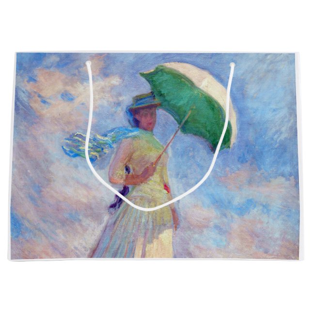 Sacola Para Presentes Grande Claude Monet - Mulher com Parasol virada para a di (Frente)