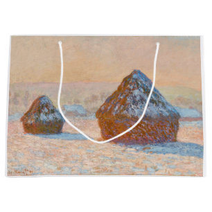 Sacola Para Presentes Grande Claude Monet - Wheatstacks, Efeito da Neve, Manhã