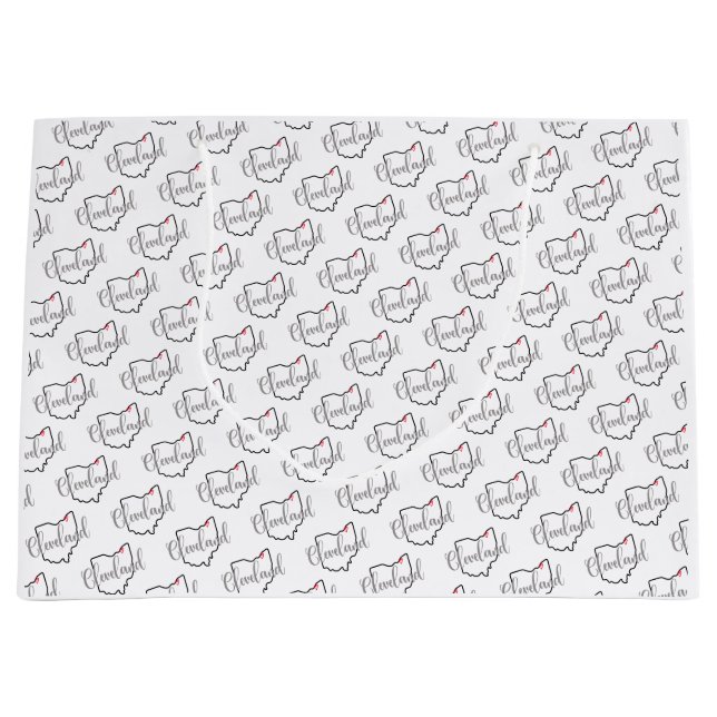 Sacola Para Presentes Grande Cleveland Ohio Love (Frente)