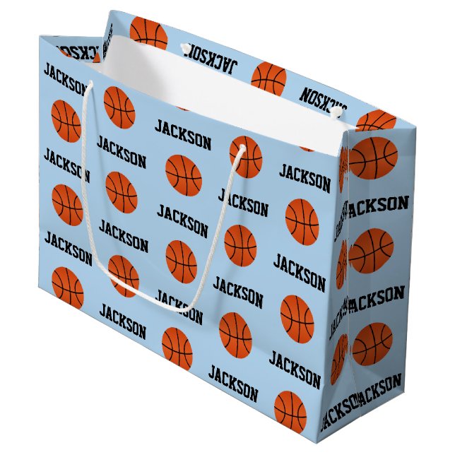 Sacola Para Presentes Grande Código de Basquete Kids Blue (Frente inclinada)