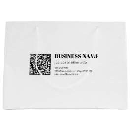 Sacola Para Presentes Grande Código QR de negócios e texto retrô-moderno editáv