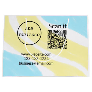 Sacola Para Presentes Grande Código QR minimalista simples adicionar logotipo n