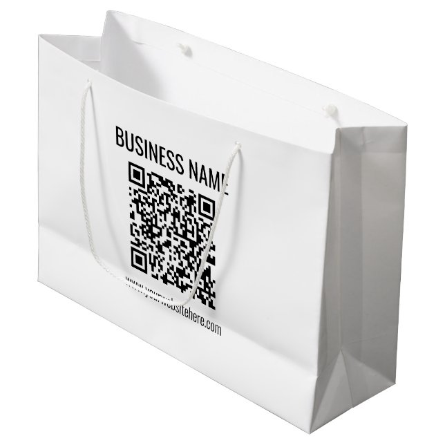 Sacola Para Presentes Grande Código QR personalizável & Nome da Empresa (Frente inclinada)