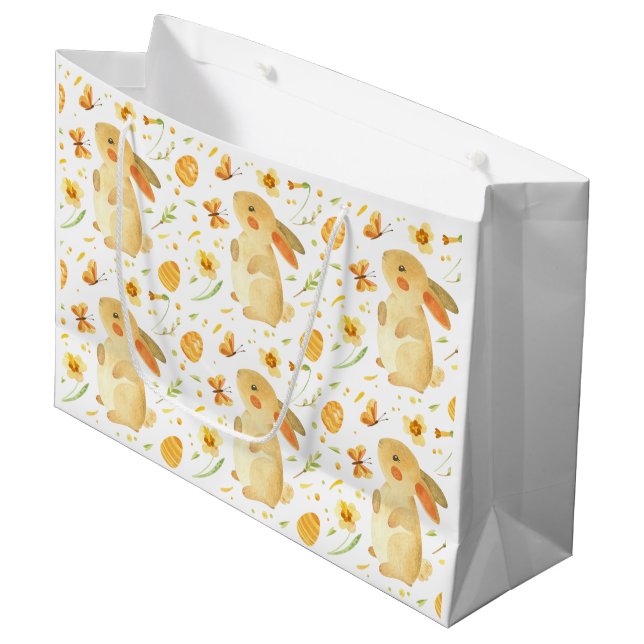 Sacola Para Presentes Grande Coelhinho da Páscoa e Borboletas (Frente inclinada)